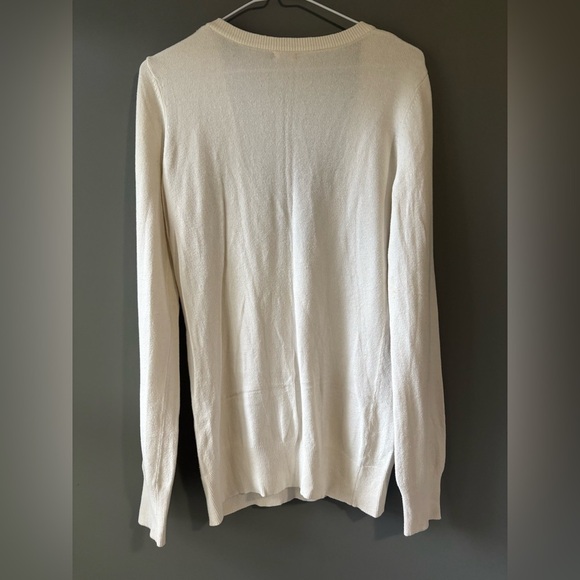 Talula Babaton, size M, cashmere white deep V neck long sleeve pullover - Picture 5 of 5
